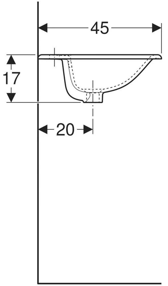 Lavoar baie incastrat alb 60 cm Geberit Selnova Square