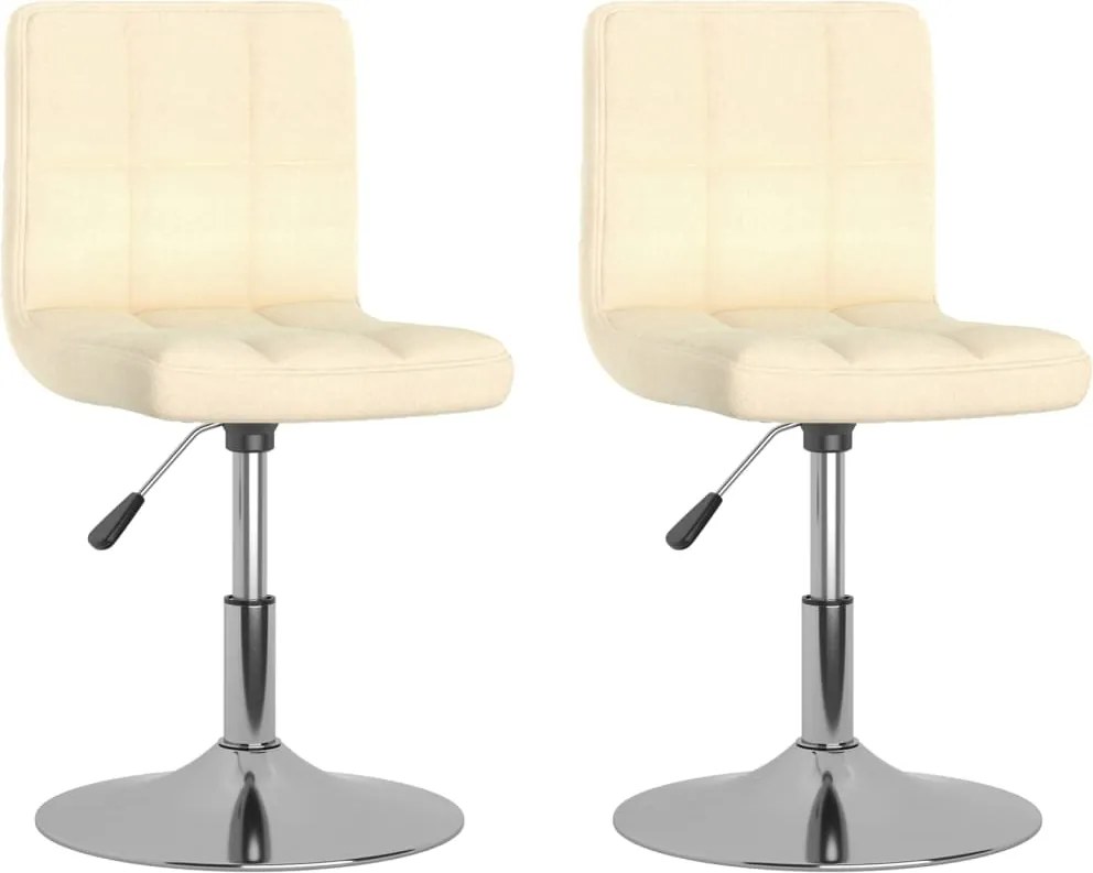 vidaXL Scaune de bucătărie pivotante, 2 buc., crem, material textil