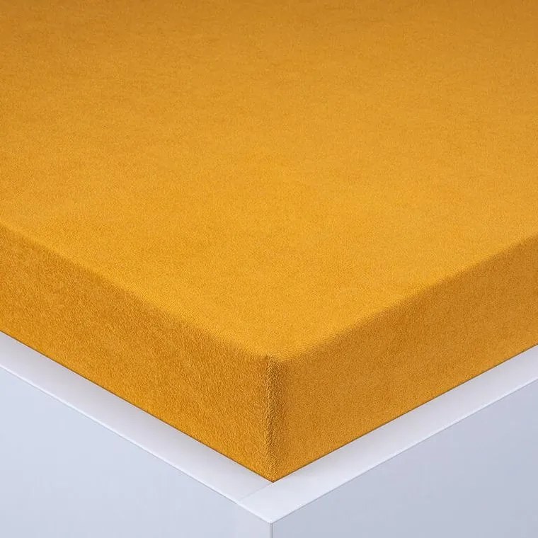 decoDoma Cearşaf cu elastic frotir EXCLUSIVE muştar 180 x 200 cm