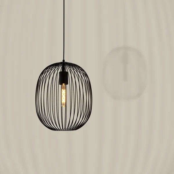 Lampă suspendată cu cablu OVELLA 1xE27/15W/230V Ø 34 cm neagră