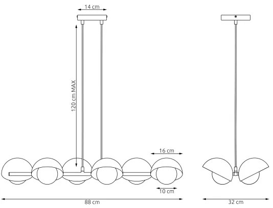 Candelabru suspendat pe cablu BOOM 6xG9/8W/230V negru
