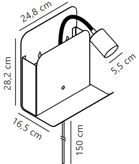 Nordlux - Aplica de perete ROOMI cu poliță și USB 1xGU10/8W/230V albă