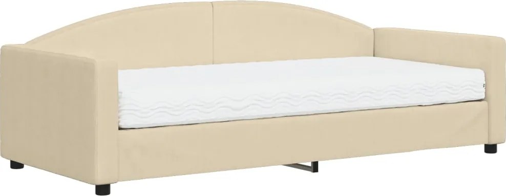 vidaXL Pat de zi cu saltea, crem, 90x200 cm, textil