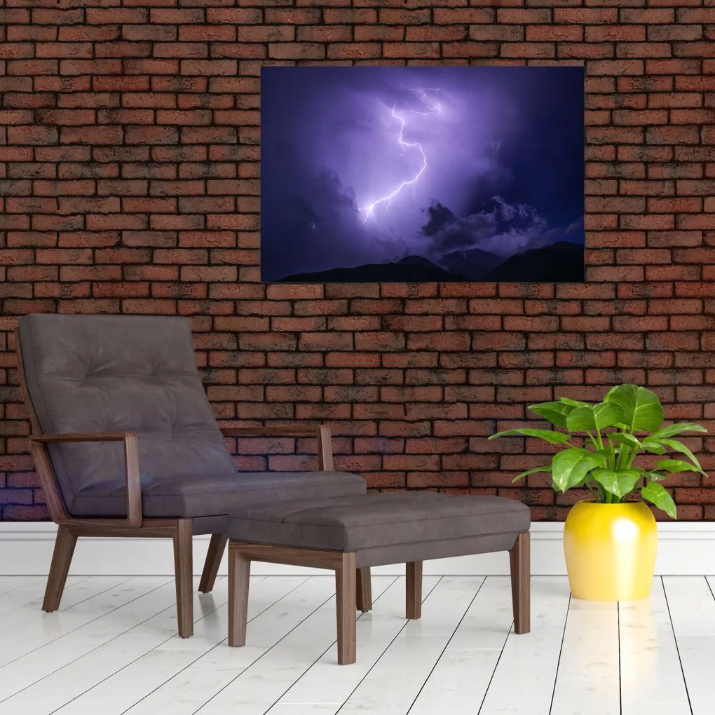 Tablou - cerul violet cu fulger (90x60 cm)