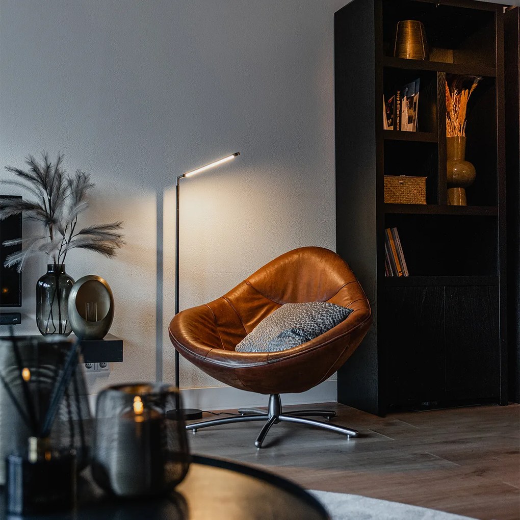 Lampa de podea modernă neagră inclusiv LED cu dimmer tactil - Berdien