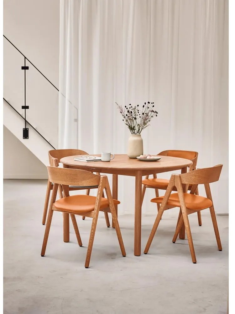 Masă de dining rotundă extensibilă din lemn de stejar cu blat suplimentar ø 120 cm Noor – Hammel Furniture
