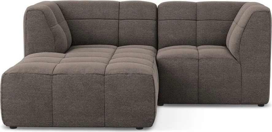 Colțar maro cu tapițerie din țesătură bouclé (cu colț pe partea stângă/cu șezlong) Aloha – Makamii