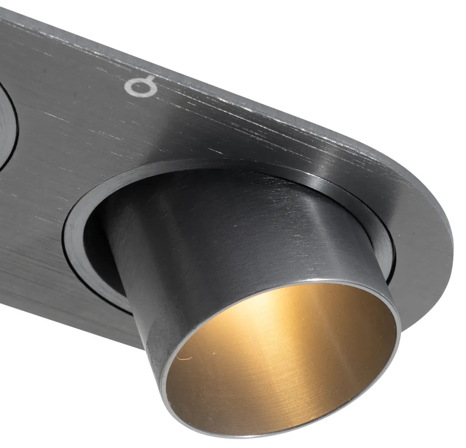 Set de 6 spoturi încastrate Gunmetal GU10 35mm Înclinabile cu 2 lumini - Installa