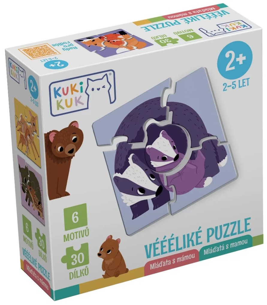 PUZZLE MAMA SI PUII, 6 PERECHI, 30 PIESE MARI - EFKO (KK81005)