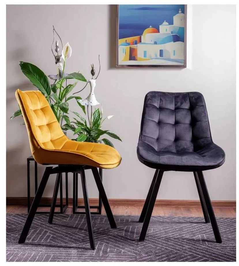 Scaun de bucătărie Albons Velvet, galben