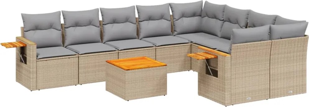 vidaXL Set canapele de grădină cu perne, 10 piese, bej, poliratan
