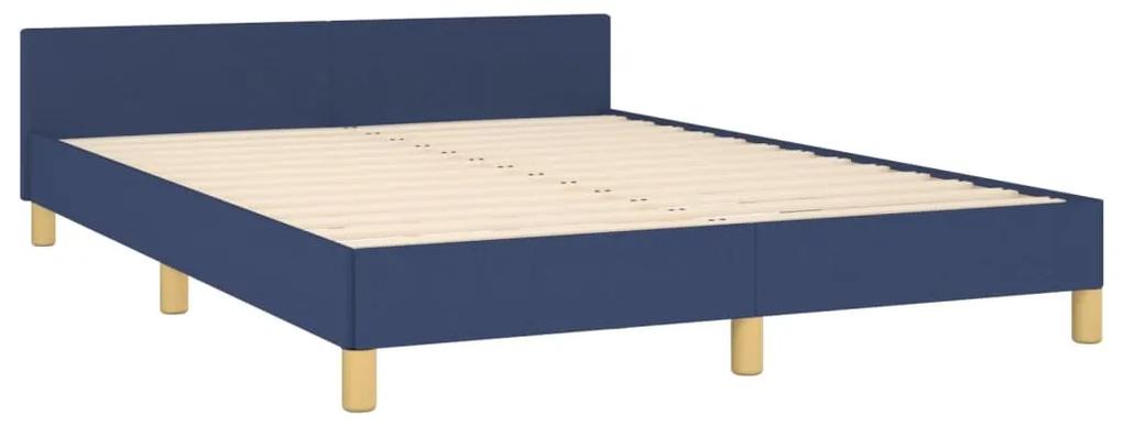 Cadru de pat cu tablie, albastru, 140x200 cm, textil Albastru, 140 x 200 cm