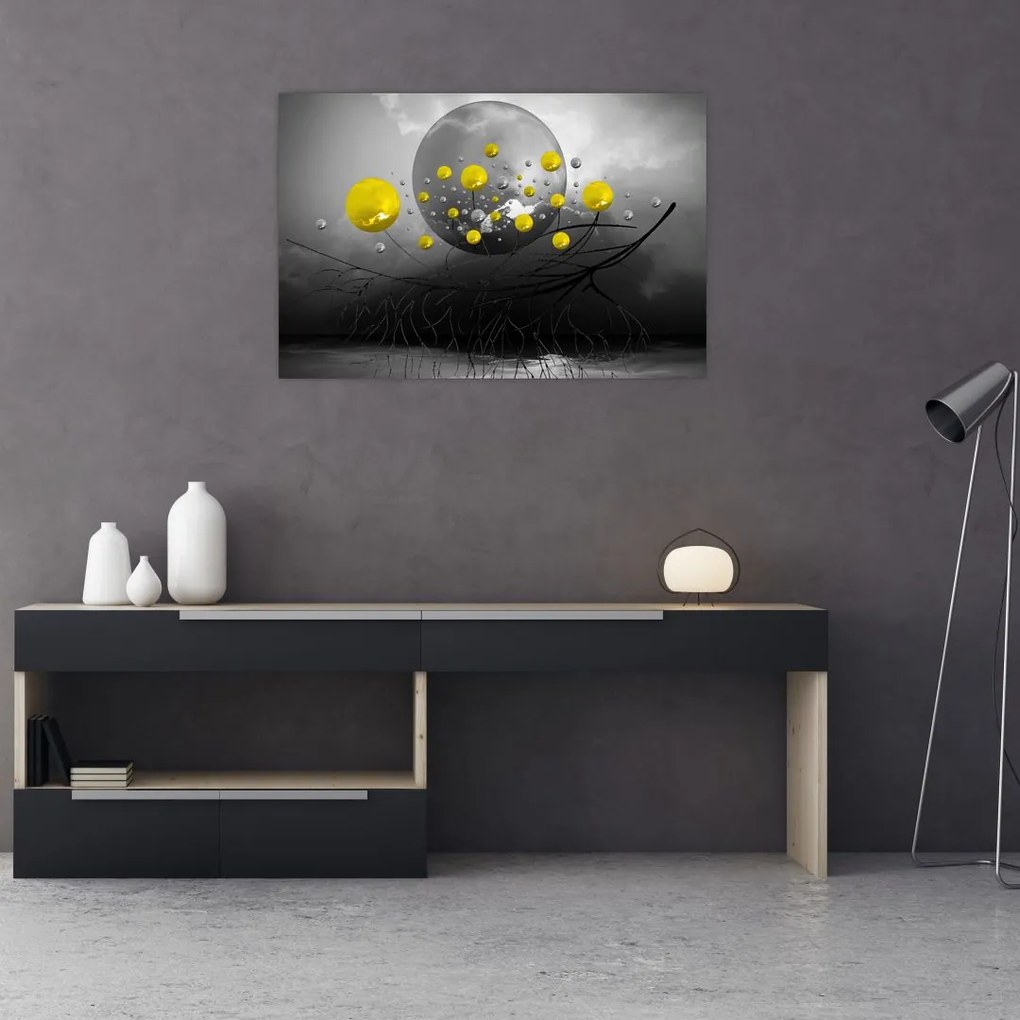 Tabloul - bile abstracte galbene (90x60 cm)