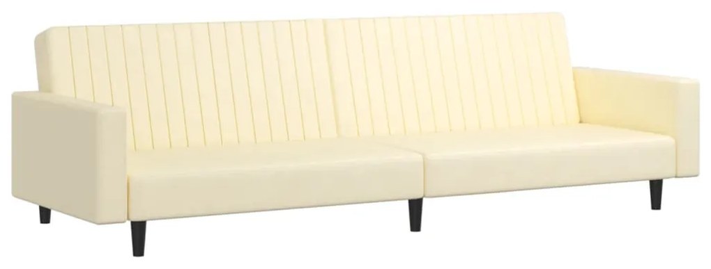 337668 vidaXL Canapea extensibilă cu 2 locuri, crem, piele ecologică
