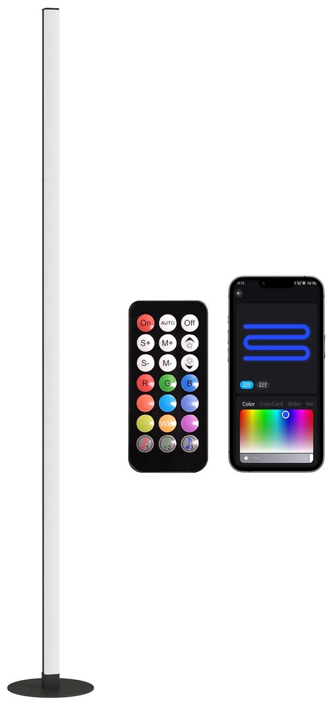 HOMCOM Lampadar LED RGBIC cu control APP si telecomanda, sincronizare muzica, 16 milioane culori, moduri de scenă și timer | Aosom Romania