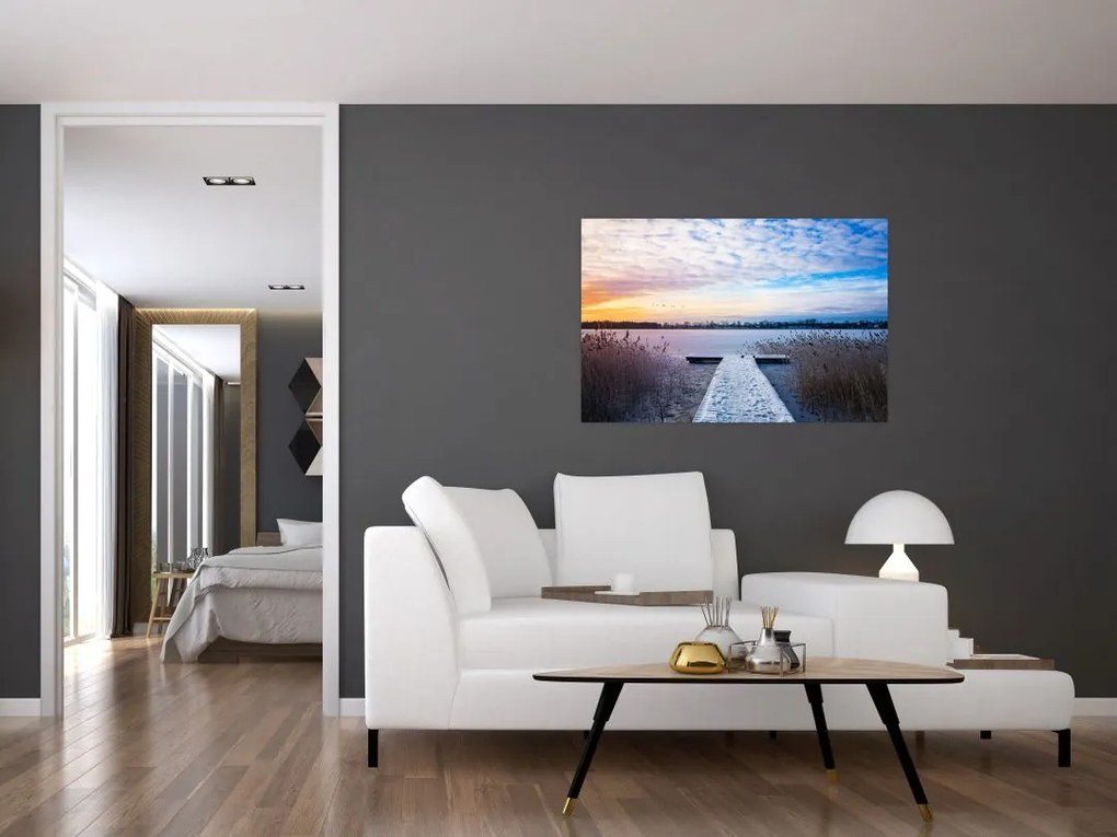 Tablou - Lac înghețat, Ełk, Mazury, Polonia (90x60 cm)