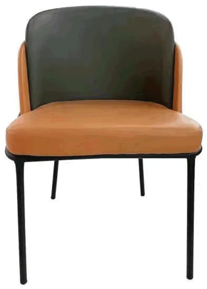 Fotoliu design, portocaliu / verde, piele ecologică, GANON