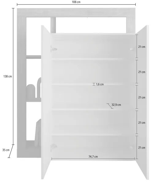 Dulap LENOR, alb/stejar deschis
