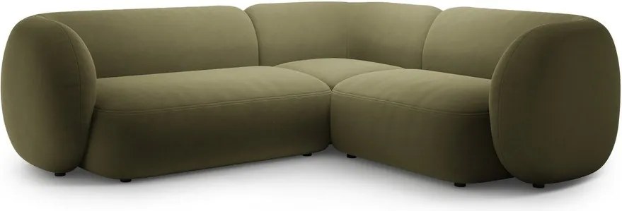 Colțar verde cu tapițerie din catifea (cu colț pe partea dreaptă/în formă de ”L”) Kate – Micadoni