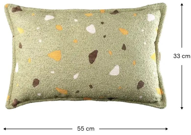 Pernă decorativă pentru copii verde din țesătură bouclé/chenille Terrazzo Bolster – Wigiwama
