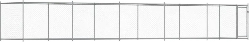 vidaXL Cușcă pentru câini cu ușă, gri, 10x2x1,5 m, oțel galvanizat