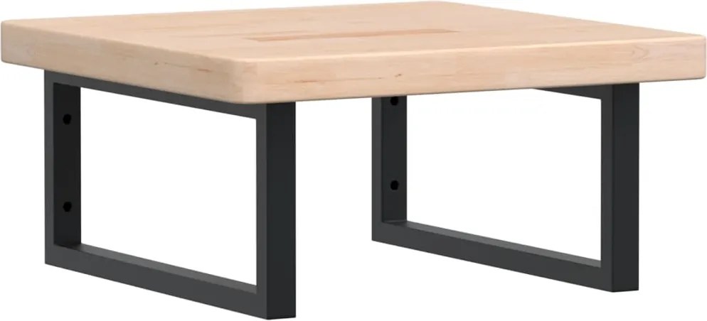 vidaXL Raft pentru lavoar montat pe perete, oțel și lemn masiv stejar