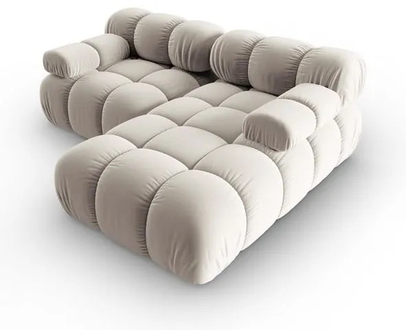 Colțar modular bej cu tapițerie din catifea (cu colț pe partea dreaptă) Bellis – Micadoni