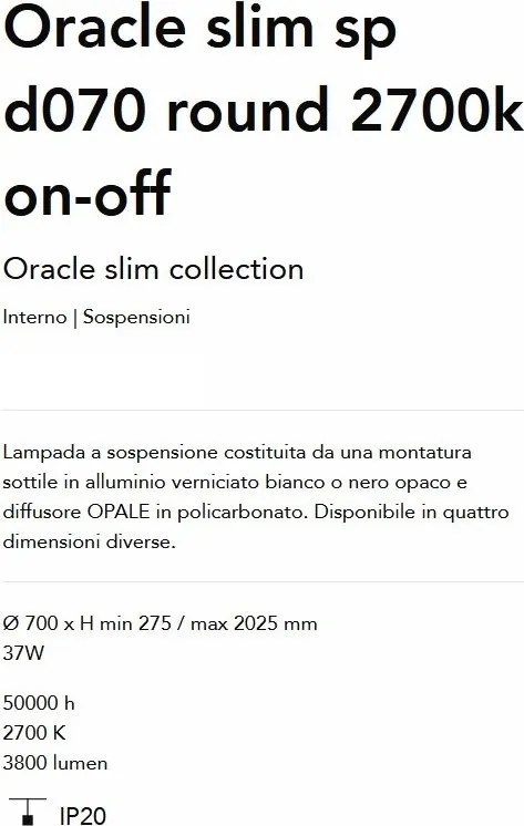 Lustra LED suspendata Oracle slim sp d070 round 2700k on-off BK