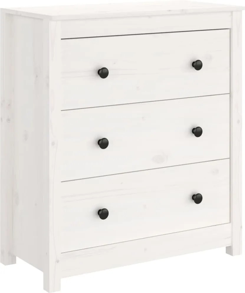 vidaXL Servantă, alb, 70x35x80 cm, lemn masiv de pin