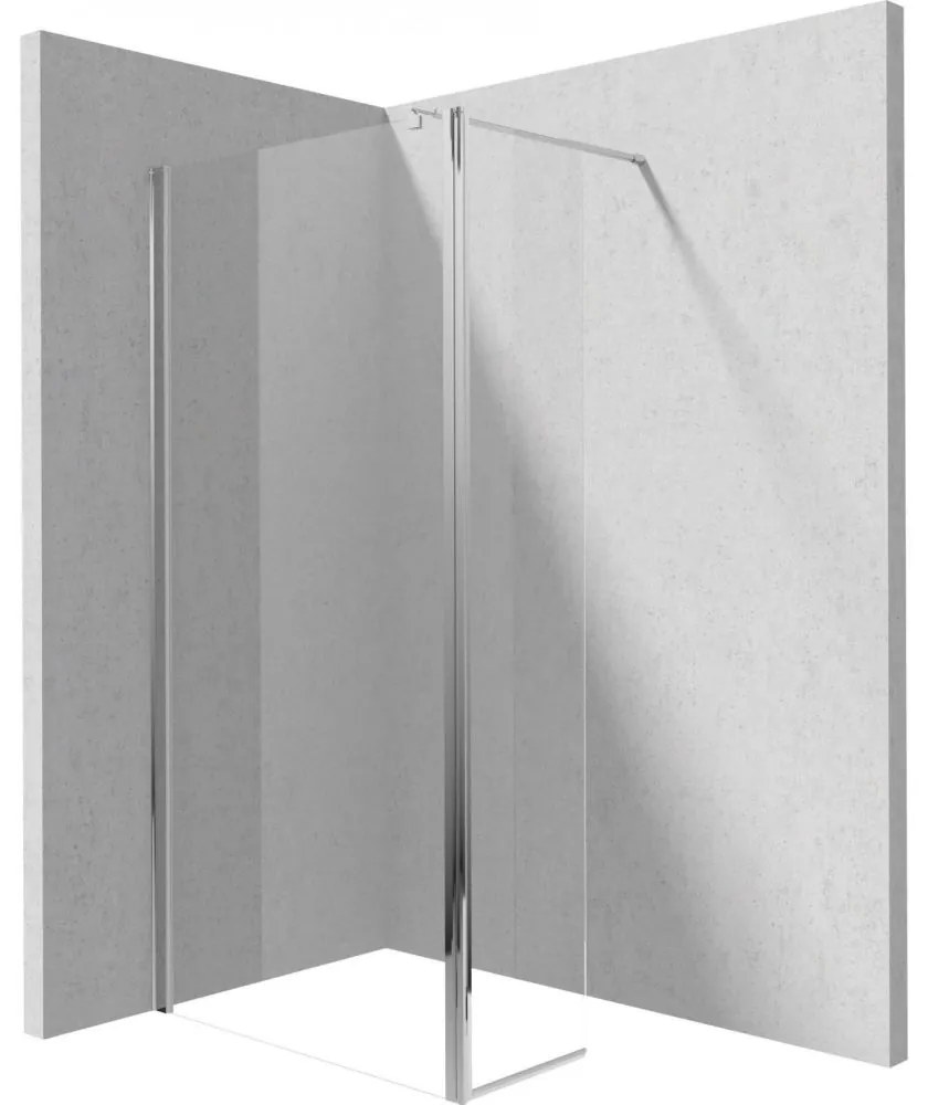 Paravan dus sticla securizata 30x200 cm profil crom pentru cabina dus walk-in Cersanit Mille 300x2000 mm, Crom lucios