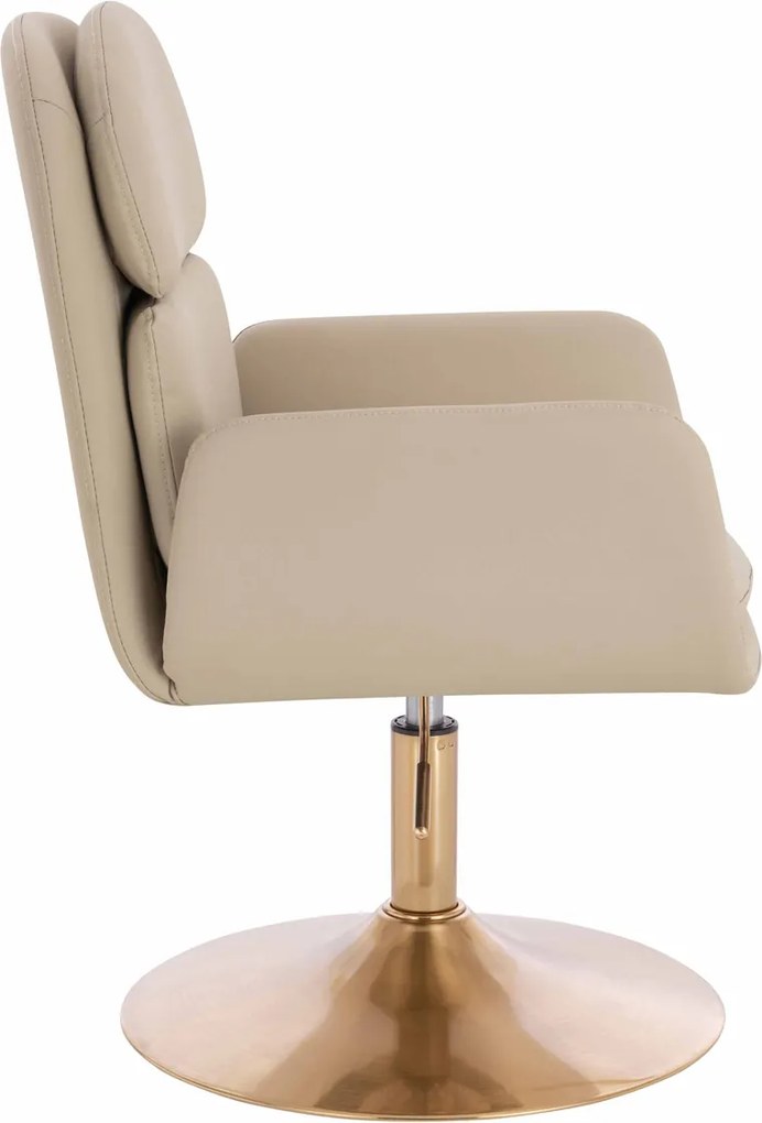 HR480N Scaun Crem Piele Ecologica Premium Soft cu Bază Aurie