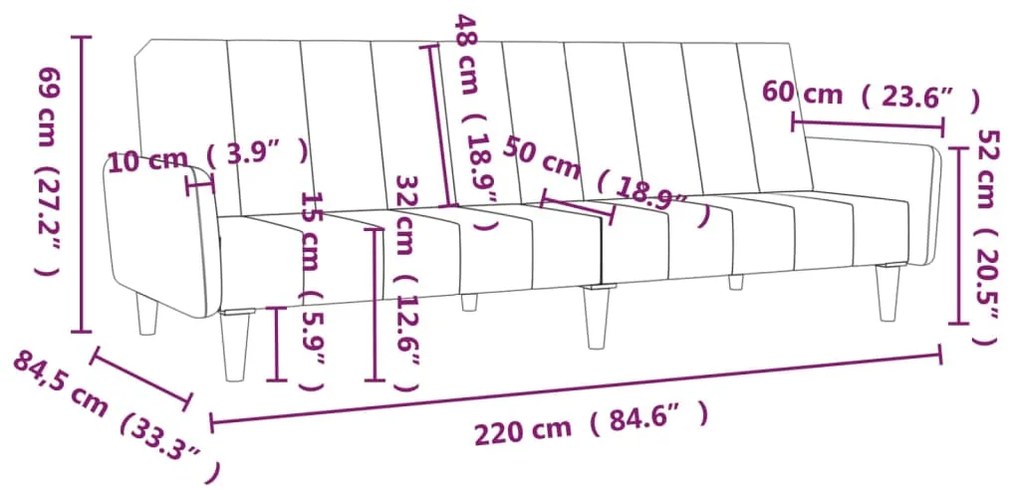 Canapea extensibila cu 2 locuri, gri taupe, microfibra Gri taupe, Fara suport de picioare