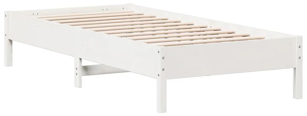 842707 vidaXL Cadru de pat, alb, 100x200 cm, lemn masiv de pin