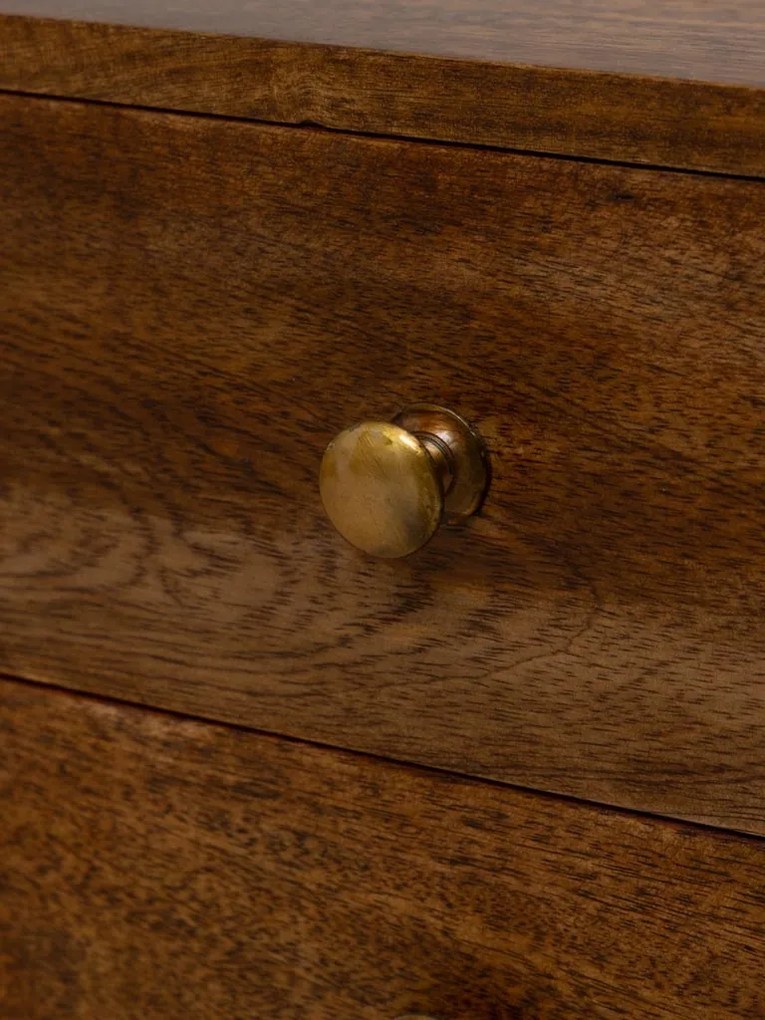Bancheta din lemn de mango si in, cu 2 sertare, Hallway