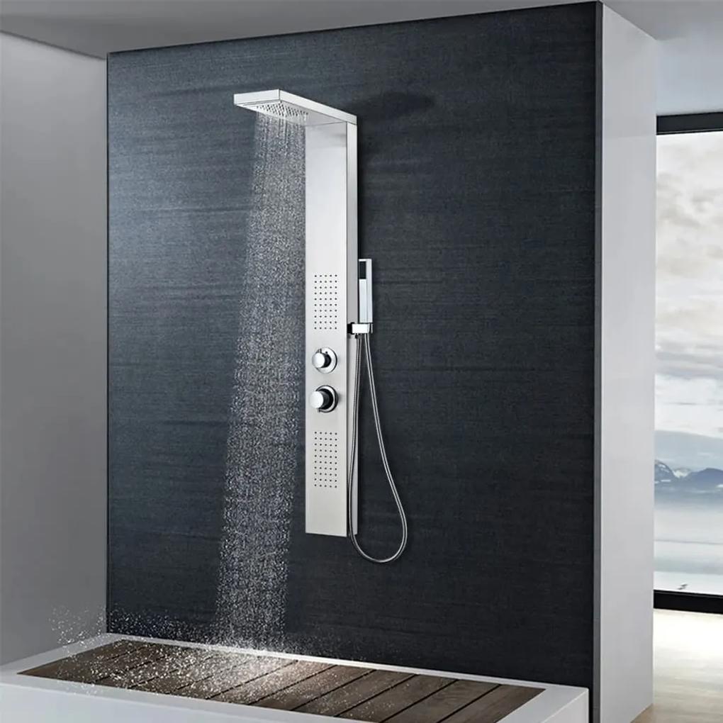 142371 vidaXL Sistem panel de duș, pătrat, oțel inoxidabil