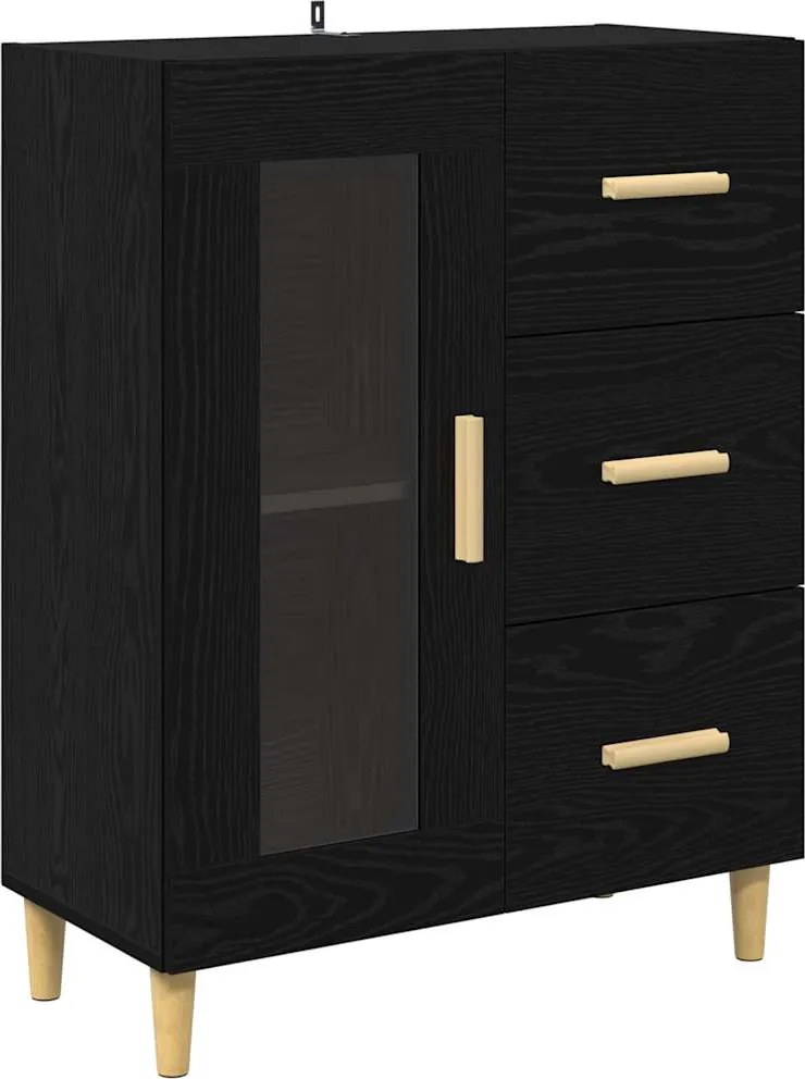 vidaXL Bufet cu sertar Stejar Negru 69,5 x 34 x 90 cm Lemn compozit