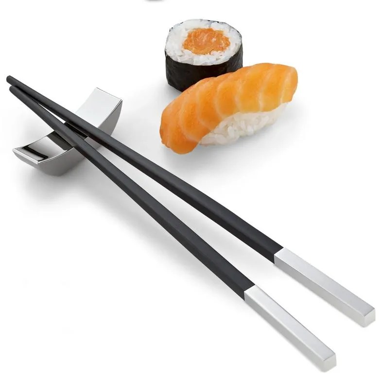 Set bețișoare  pentru sushi 2 perechi, nichel și lemn - Philippi