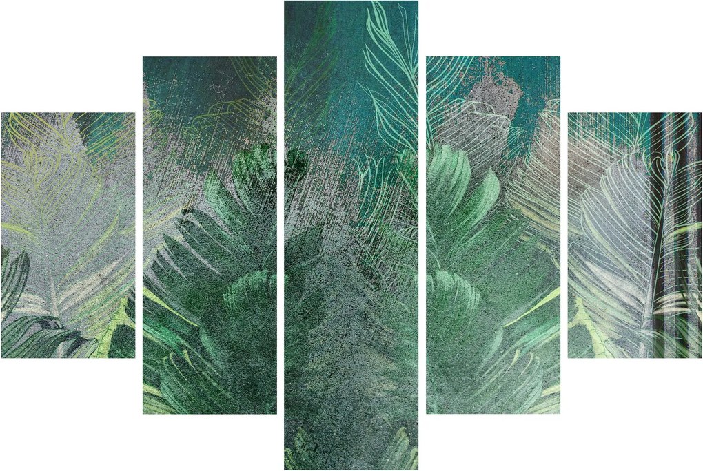 Tablou - Textura de beton cu frunze (150x105 cm)