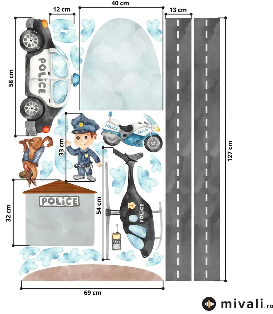 Autocolante de perete - Patrula poliției