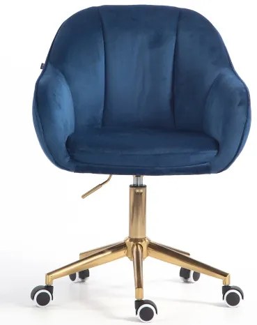 HR2055K Scaun Bleumarin din Catifea cu Bază Aurie