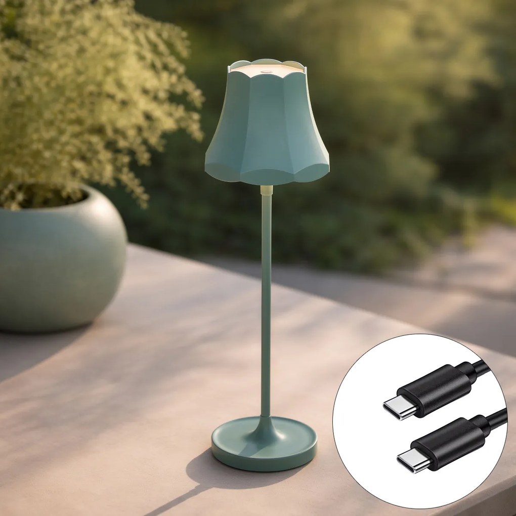 Lampă de masă retro albastru mineral reîncărcabilă IP44 - Granny