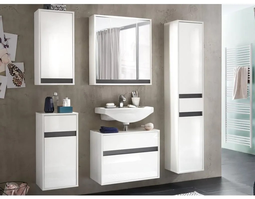 445438 Trendteam Dulap de perete colorat "Sol", alb