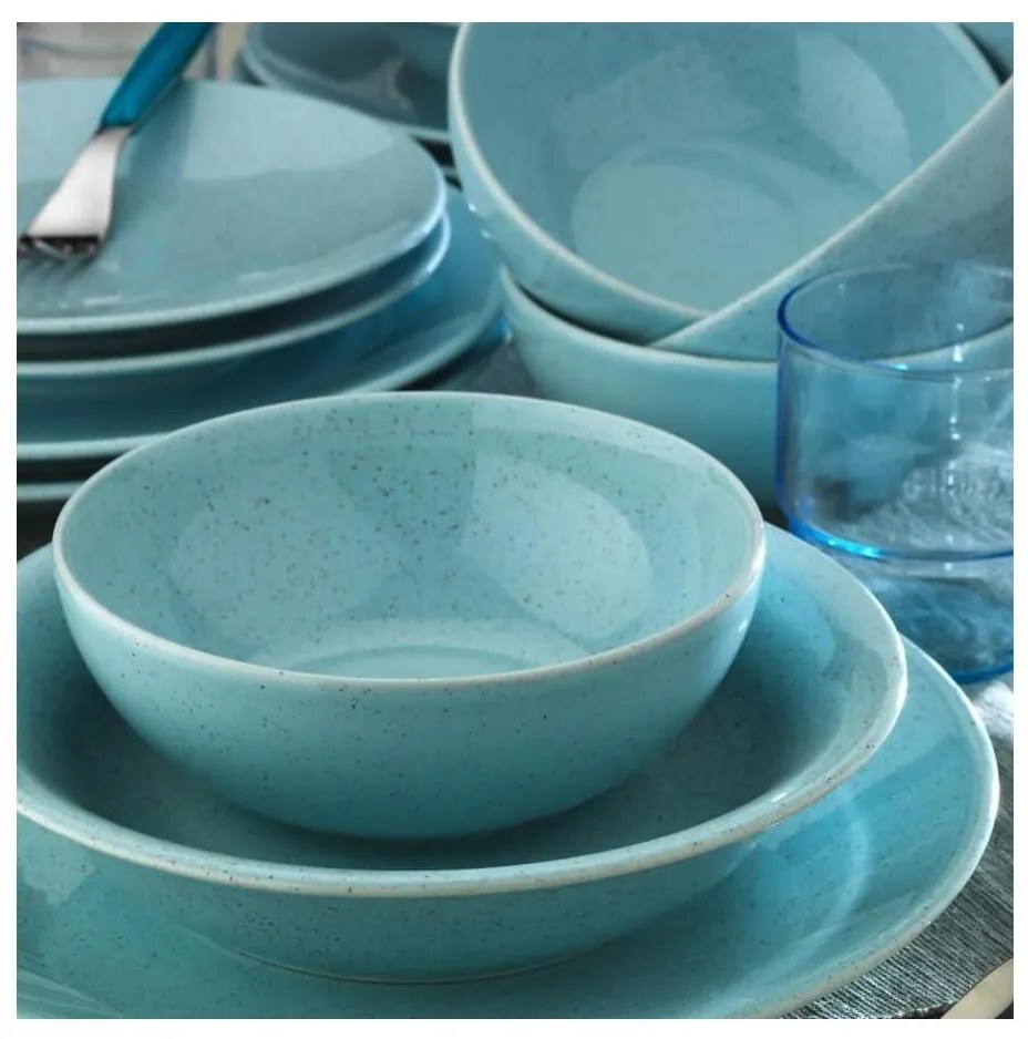 Set de masă din porțelan, 24 piese, albastru