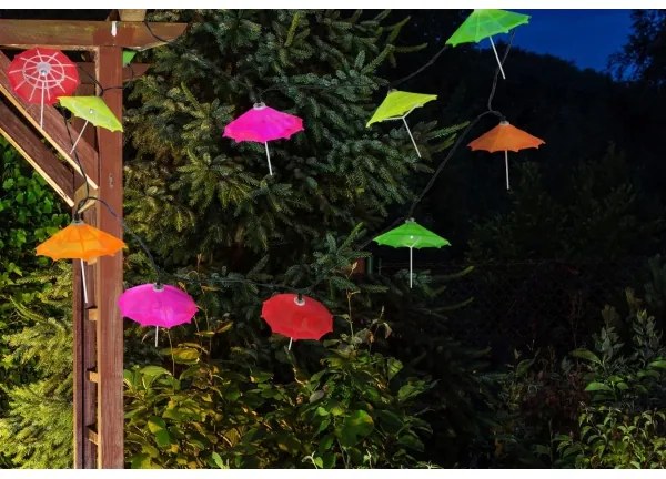 Șir solar LED 10xLED/1,2V 300mAh 3,8m IP44 pentru umbrele