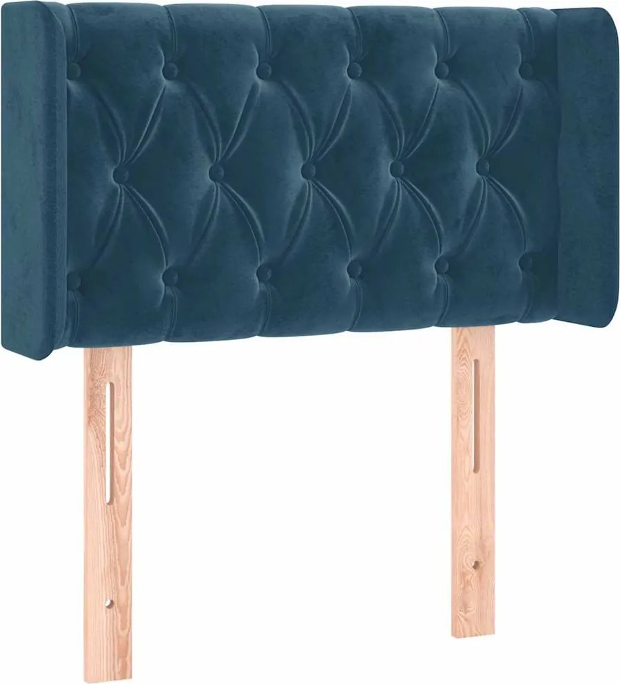 vidaXL Tăblie pat cu aripioare albastru închis 83x16x78/88 cm catifea
