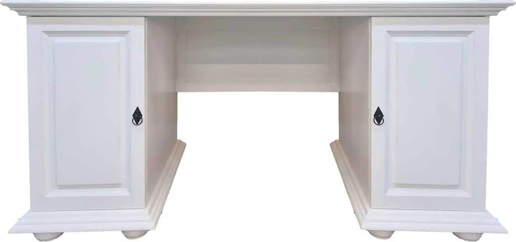 Birou lemn masiv alb Natalie, 160 × 76 × 76 cm