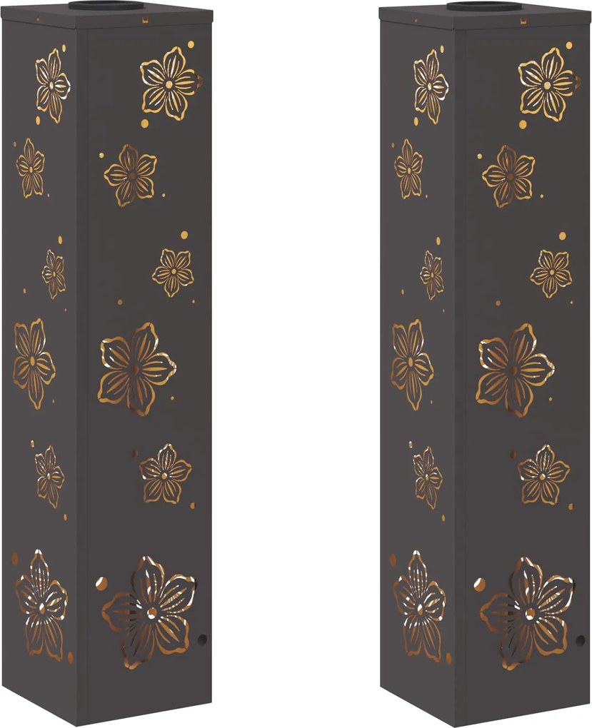 vidaXL Lumină LED Solară pentru Alei 2 pcs Negru Oțel laminat la rece