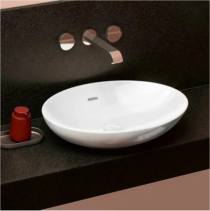 Lavoar pe blat Villeroy&Boch Loop&Friends alb lucios Alpin CeramicPlus 56x38 cm TitanCeram