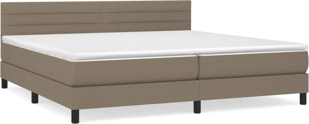 vidaXL Pat box spring cu saltea, gri taupe, 200x200 cm, textil