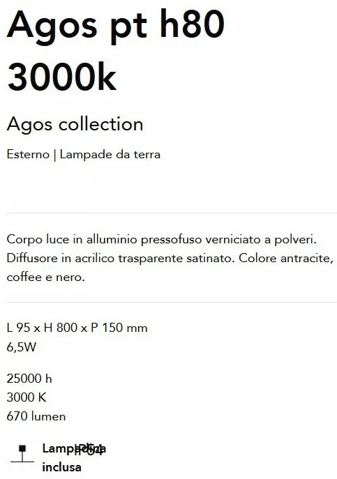 Stalp LED iluminat exterior modern Agos pt h80 3000k coffee